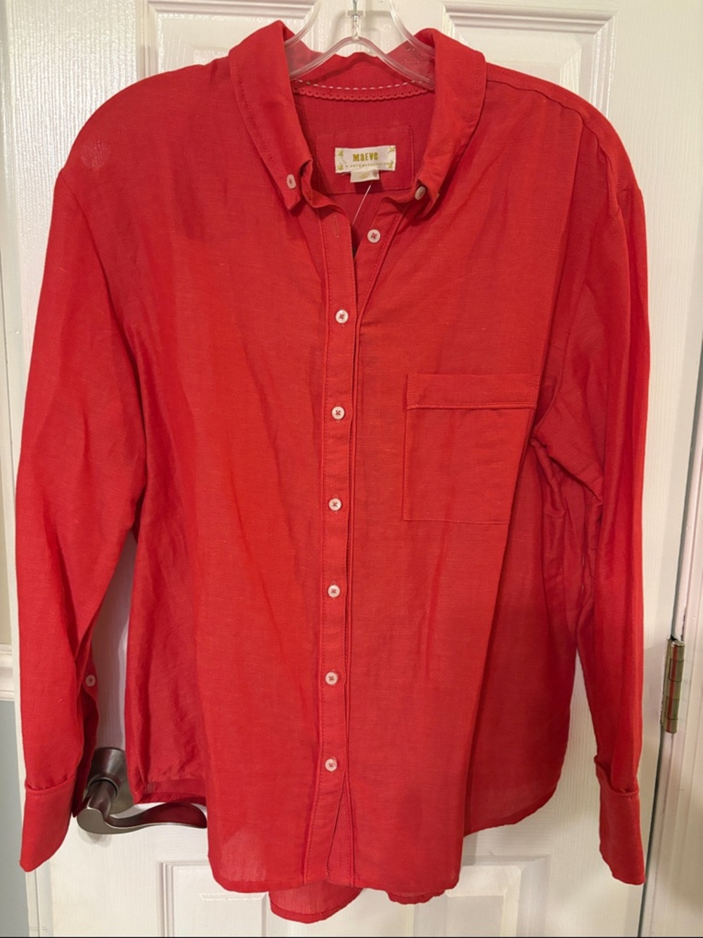 Maeve by Anthropologie Red Linen/Cotton blend Button-Down Shirt